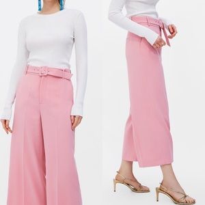 Zara Woman Pink Culottes With Belt Size Large
